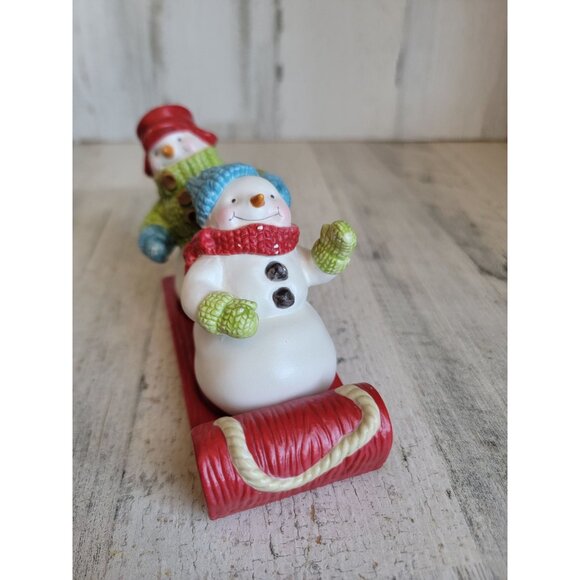 Hallmark AS IS flooding snowman salt pepper shaker kitchen Xmas set - Picture 1 of 7
